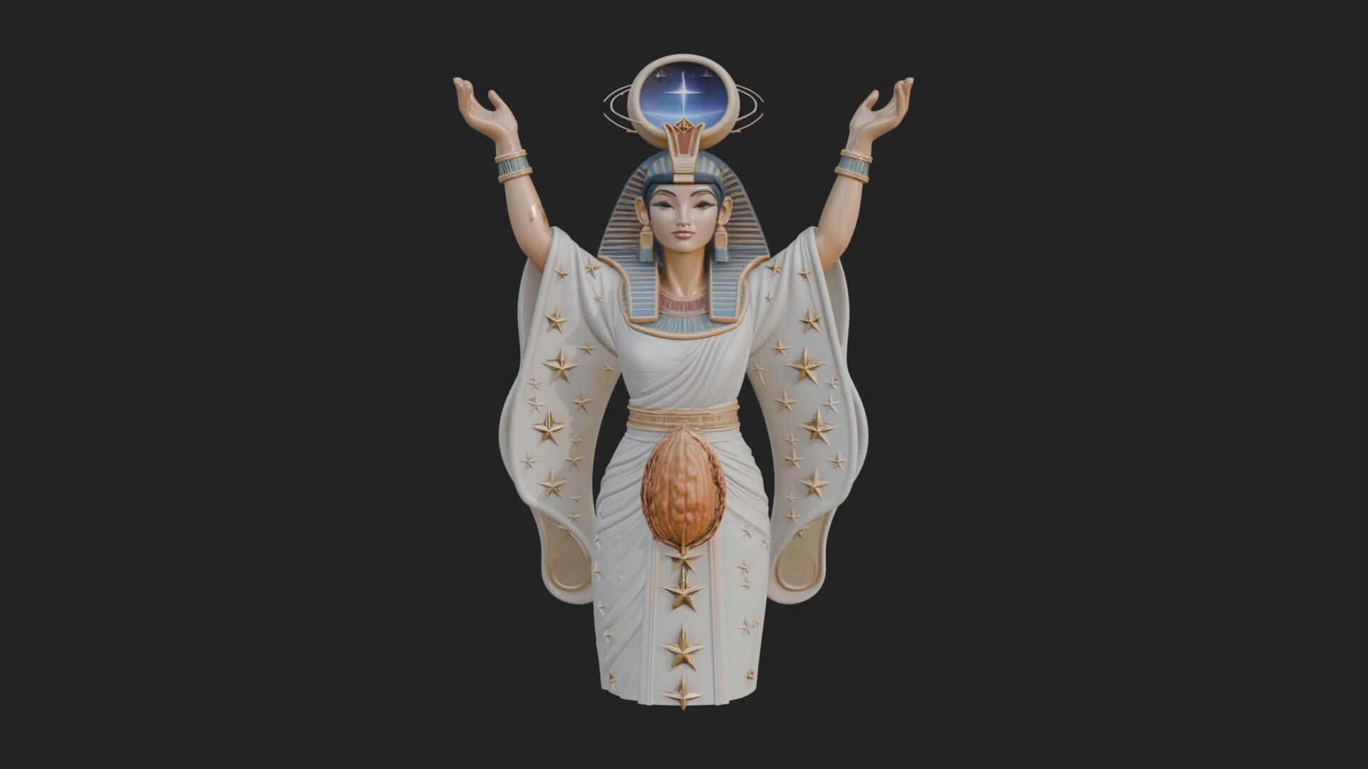 Star Disc Egyptian Goddess Statue Design 4 3D Print Model 3D Model