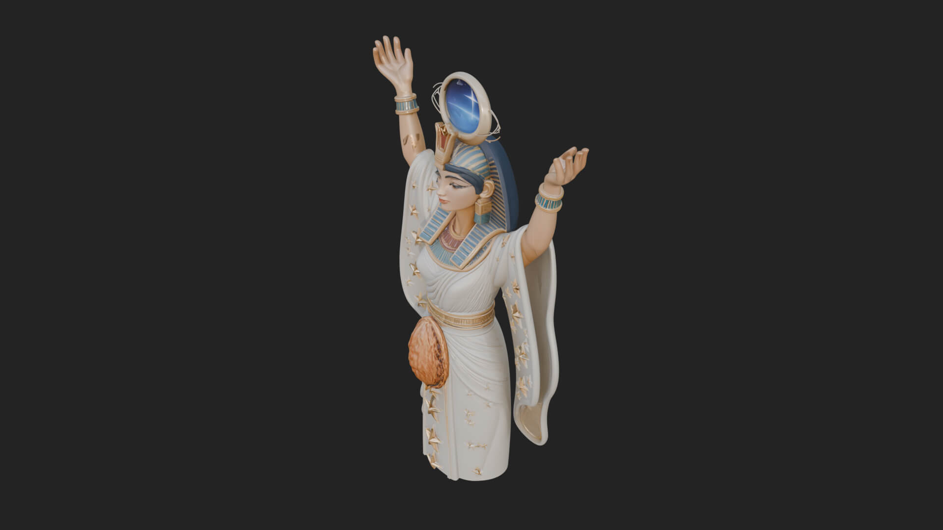 Star Disc Egyptian Goddess Statue Design 4 3D Print Model 3D Model