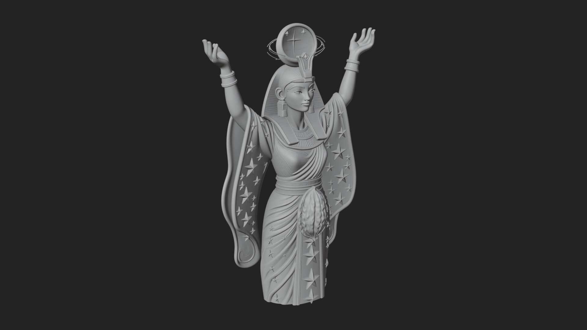Star Disc Egyptian Goddess Statue Design 4 3D Print Model 3D Model