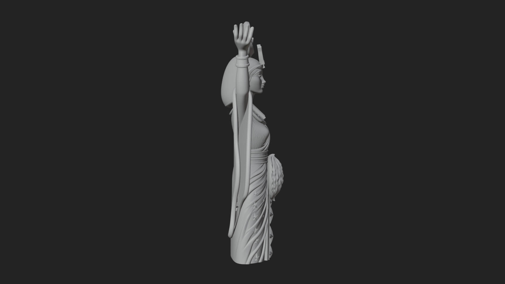 Star Disc Egyptian Goddess Statue Design 4 3D Print Model 3D Model