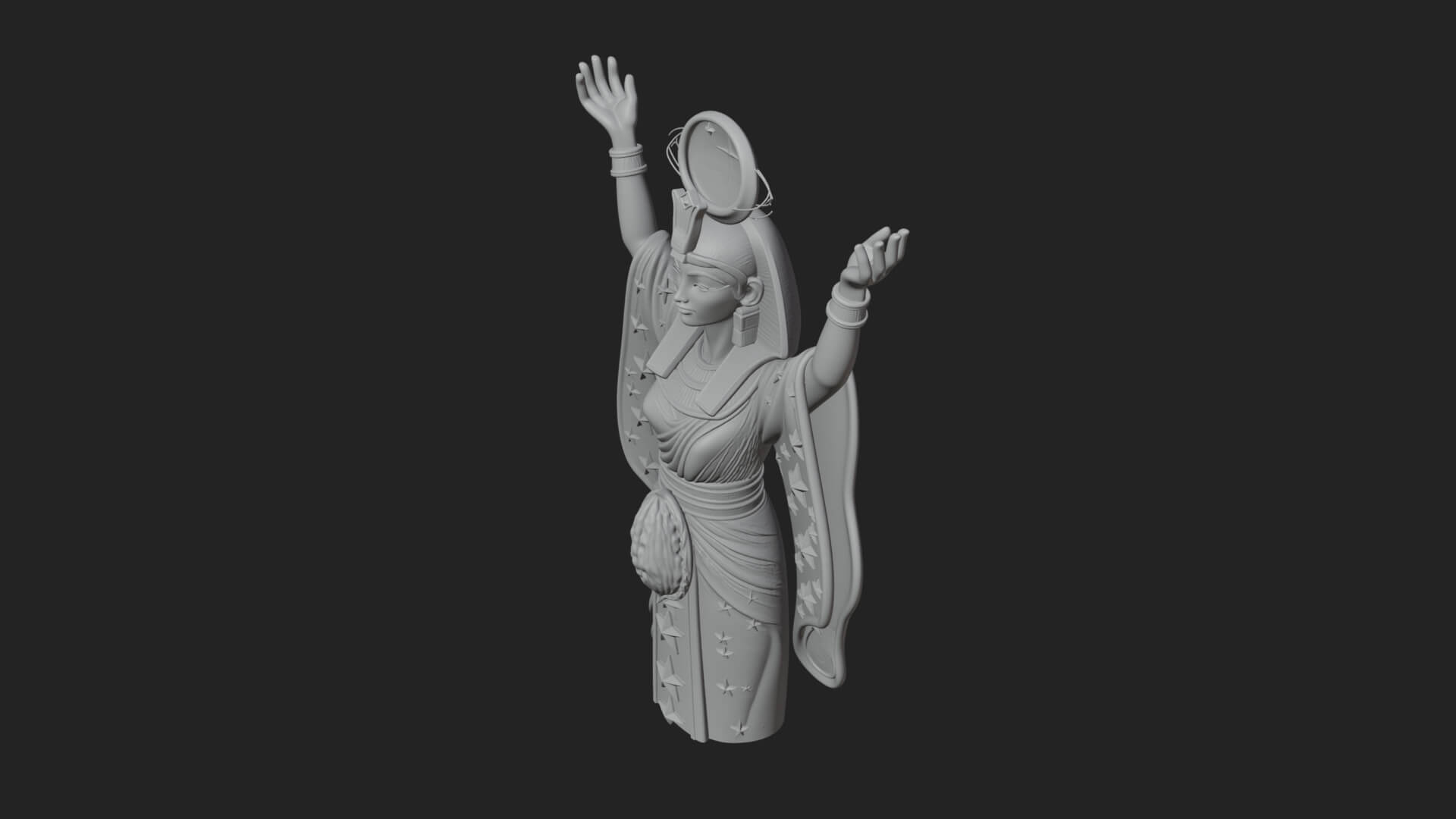 Star Disc Egyptian Goddess Statue Design 4 3D Print Model 3D Model