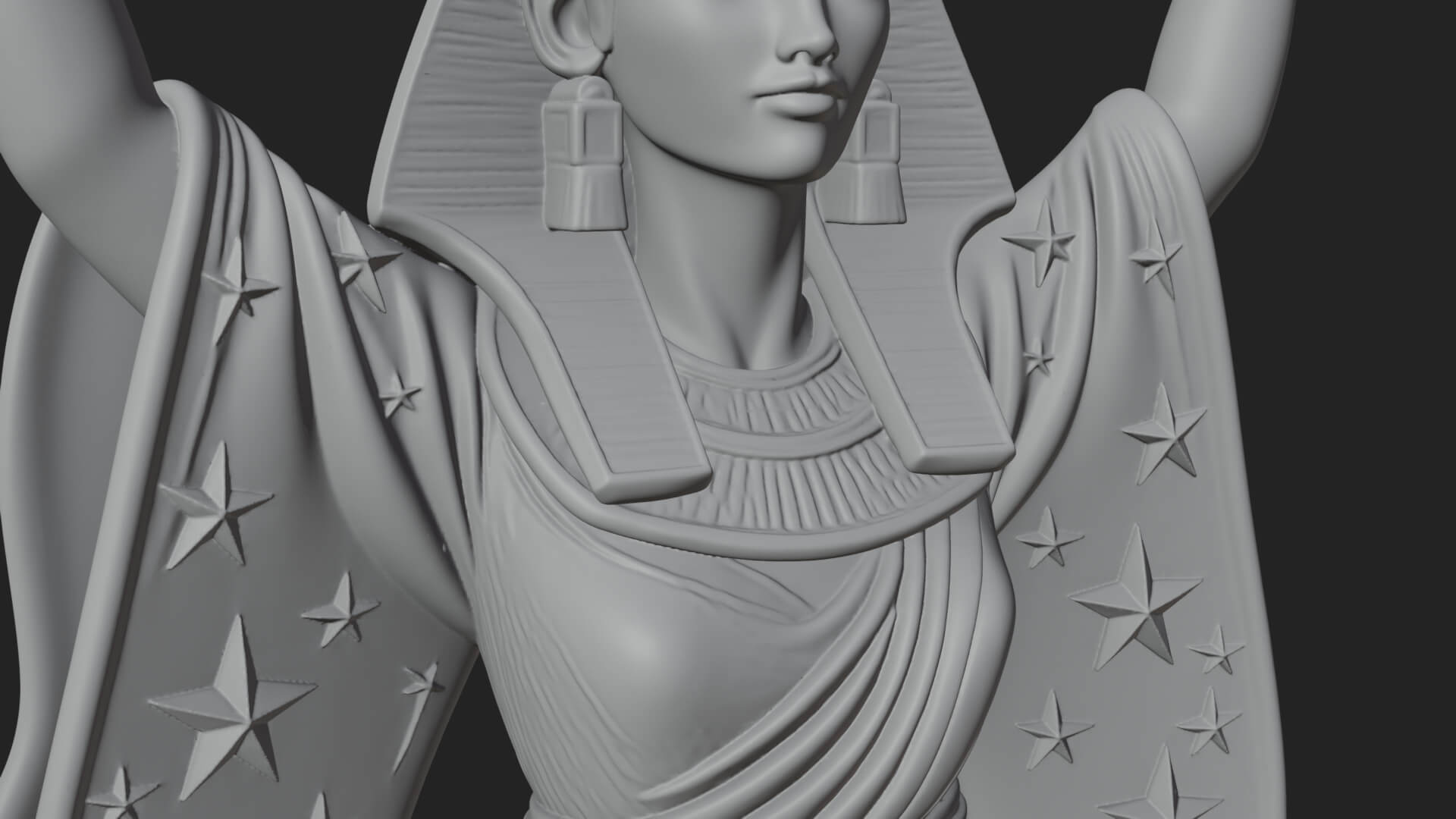 Star Disc Egyptian Goddess Statue Design 4 3D Print Model 3D Model