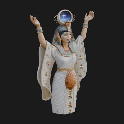 Star Disc Egyptian Goddess Statue Design 4 3D Print Model