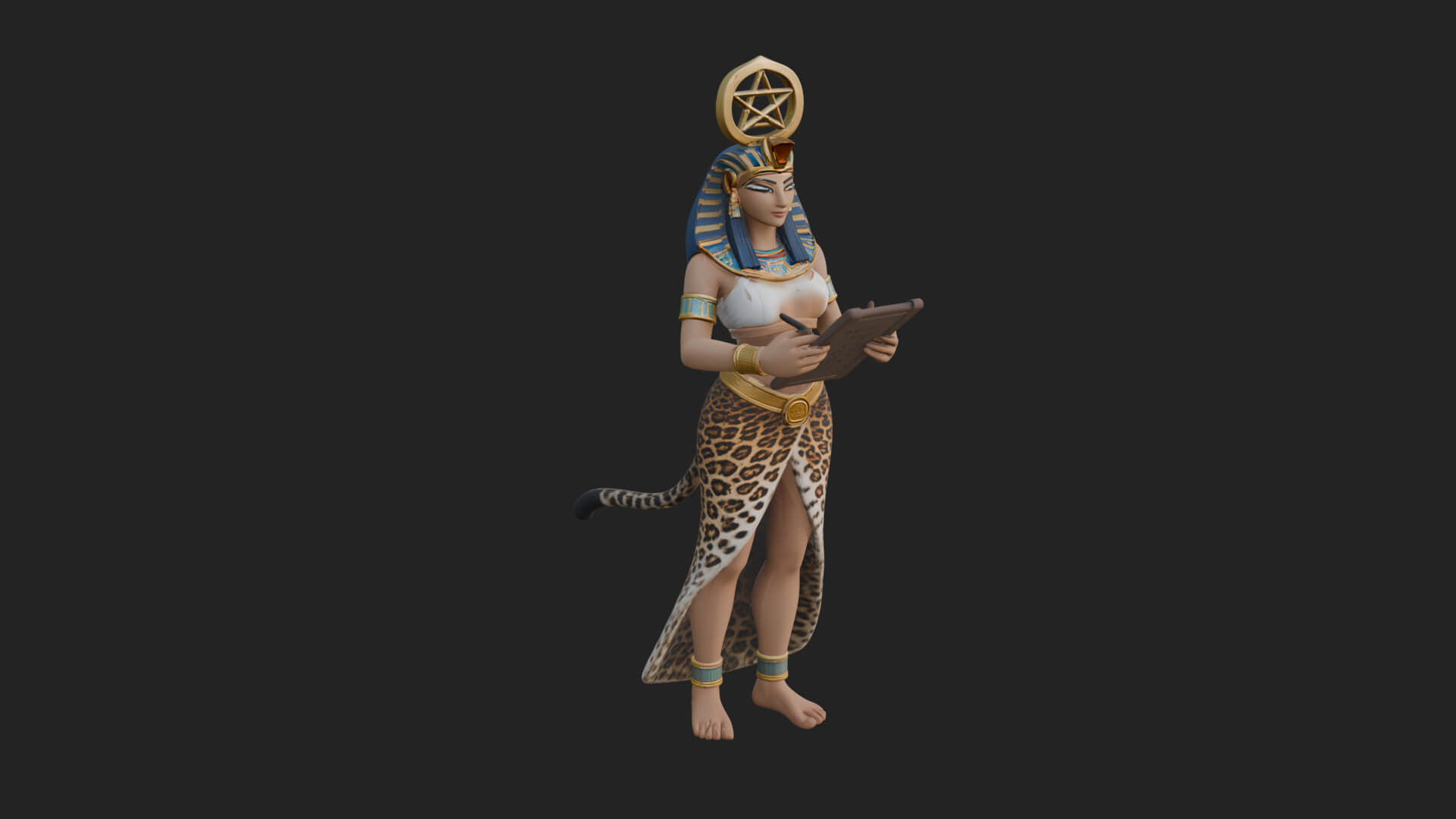 Star Disc Egyptian Goddess Statue Design 5 3D Print Model 3D Model