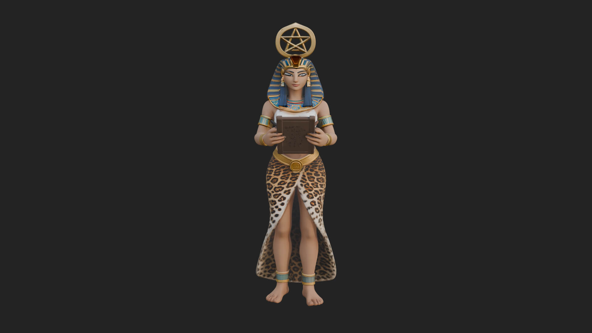 Star Disc Egyptian Goddess Statue Design 5 3D Print Model 3D Model
