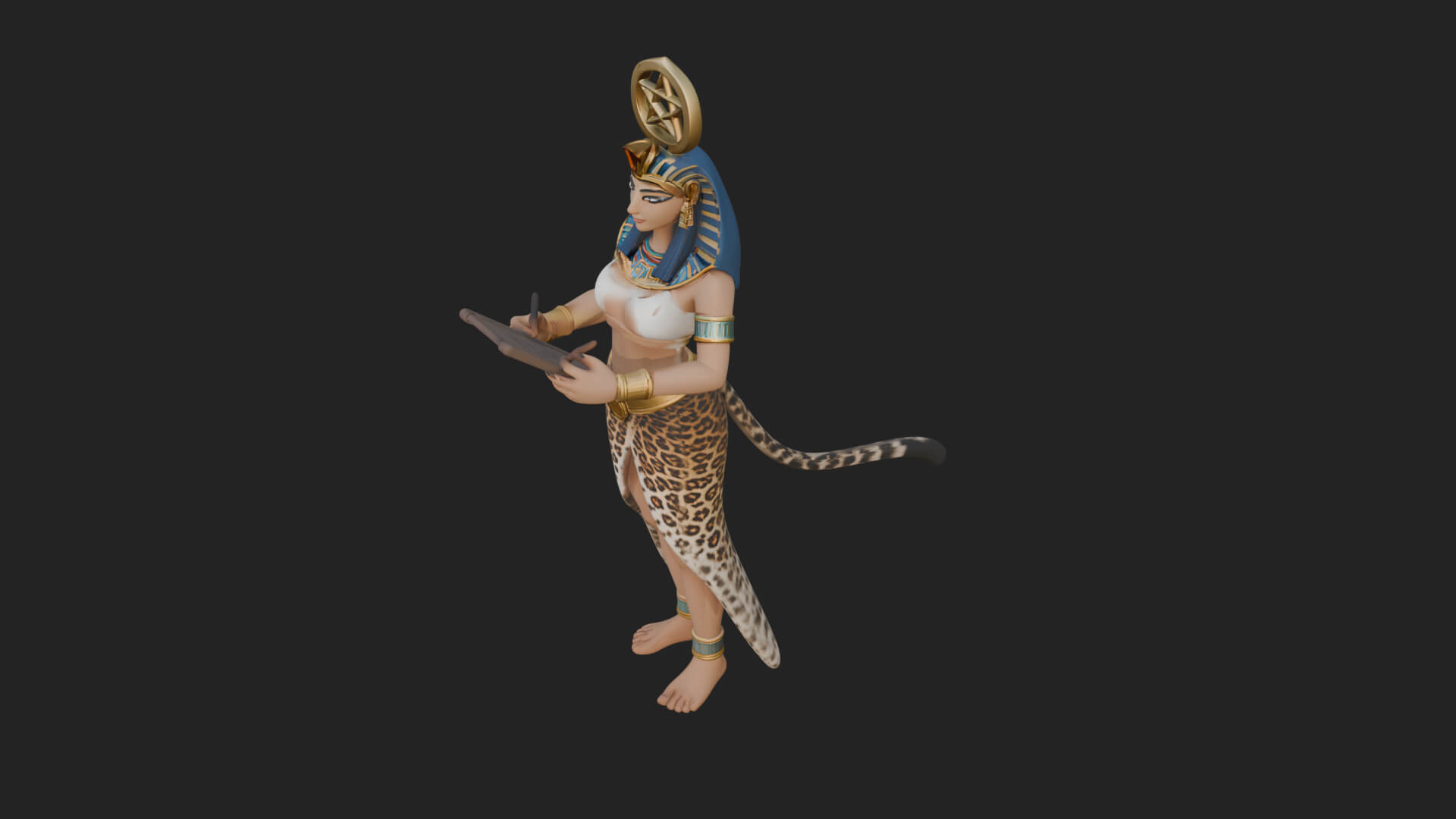 Star Disc Egyptian Goddess Statue Design 5 3D Print Model 3D Model