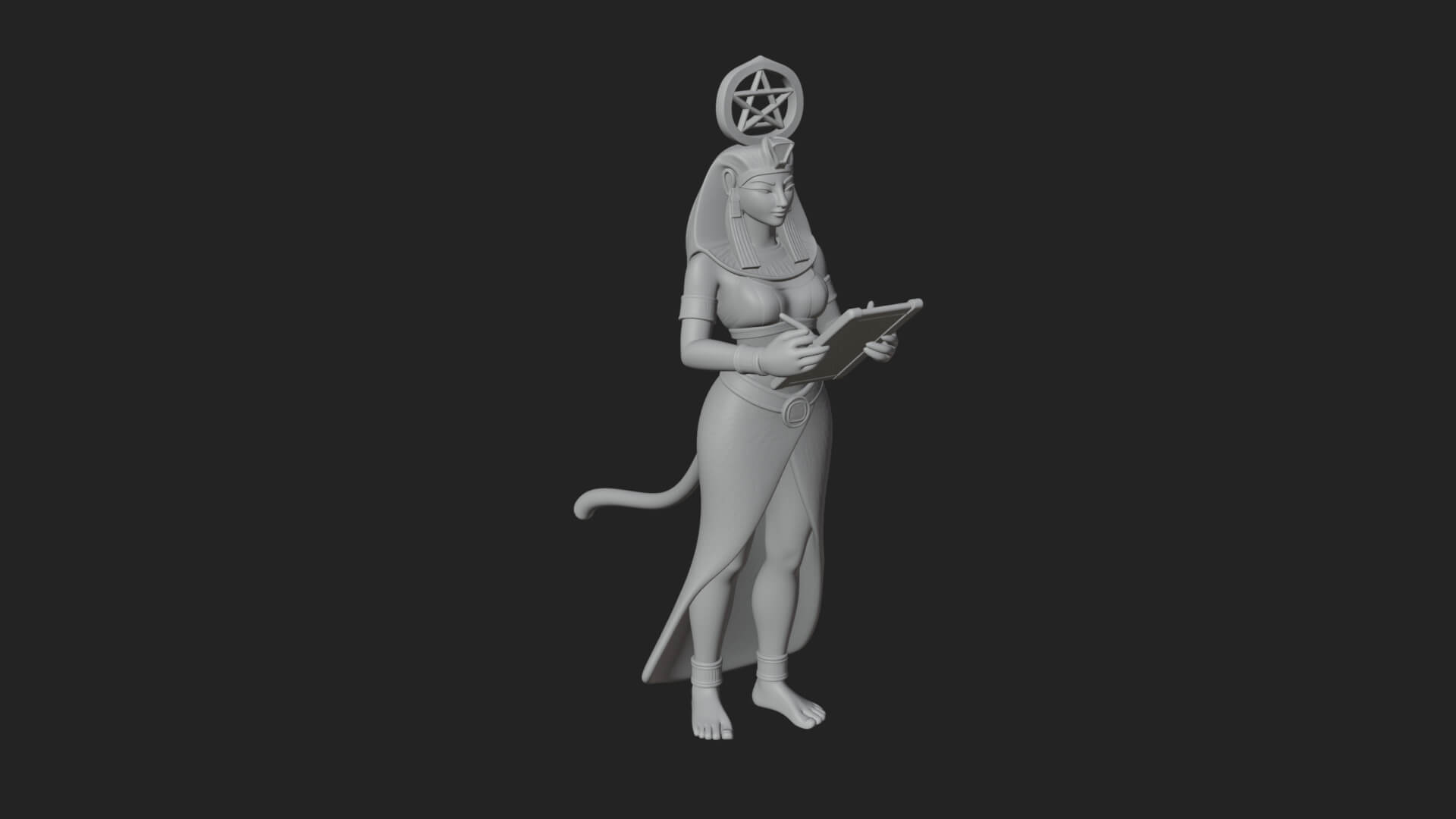 Star Disc Egyptian Goddess Statue Design 5 3D Print Model 3D Model