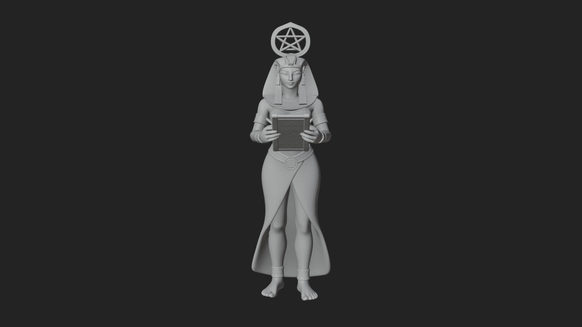 Star Disc Egyptian Goddess Statue Design 5 3D Print Model 3D Model