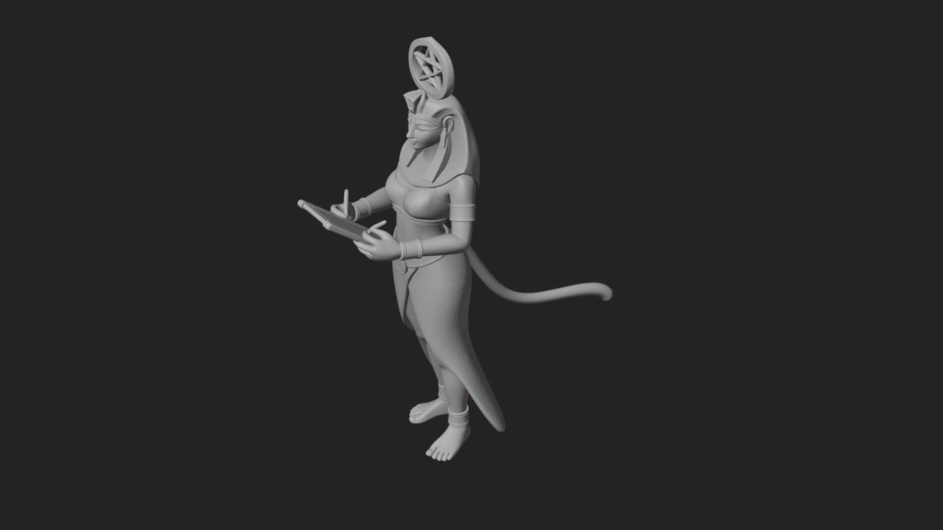 Star Disc Egyptian Goddess Statue Design 5 3D Print Model 3D Model