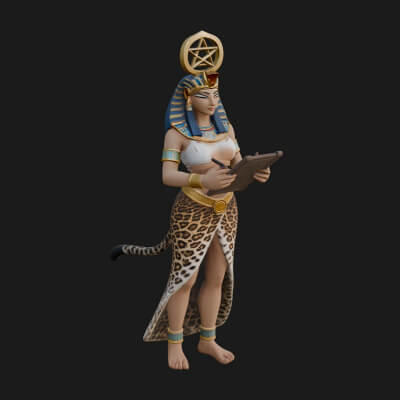 Star Disc Egyptian Goddess Statue Design 5 3D Print Model