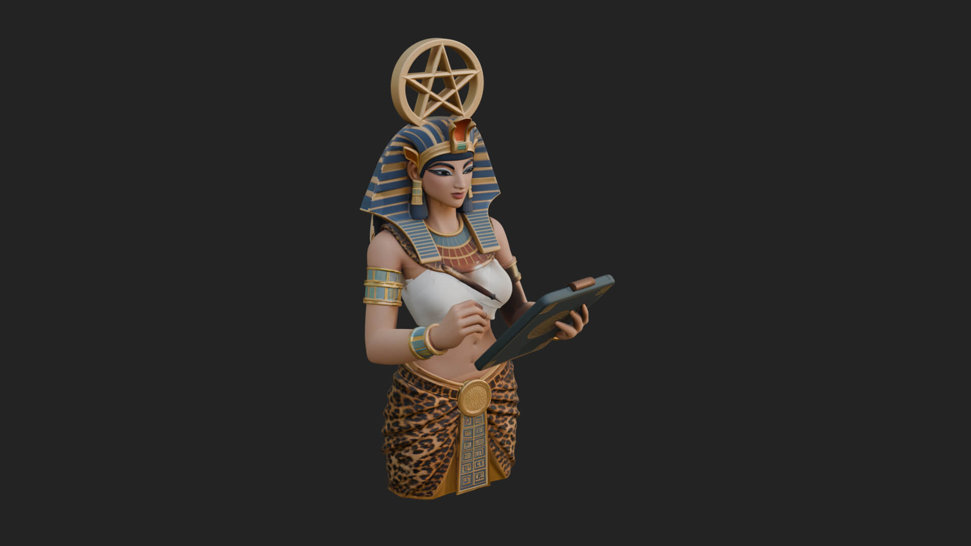 Star Disc Egyptian Goddess Statue Design 6 3D Print Model 3D Model