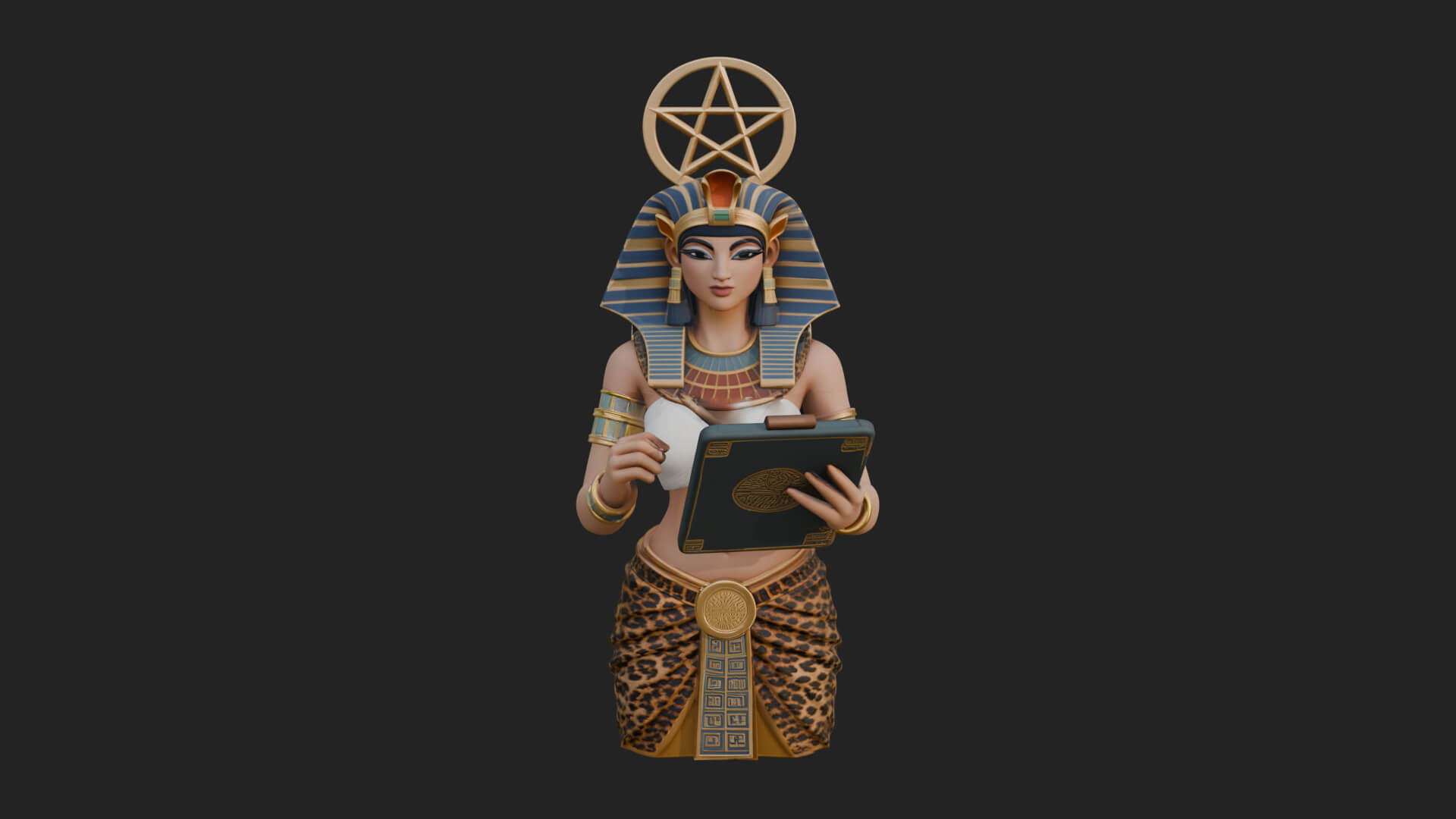 Star Disc Egyptian Goddess Statue Design 6 3D Print Model 3D Model