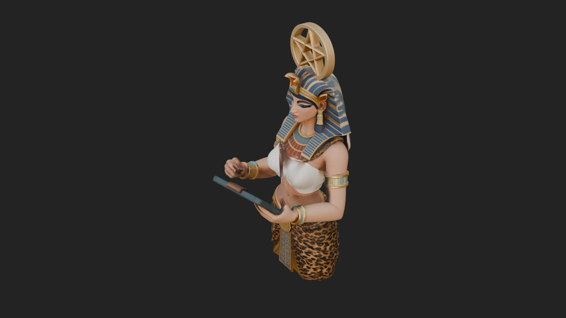 Star Disc Egyptian Goddess Statue Design 6 3D Print Model 3D Model