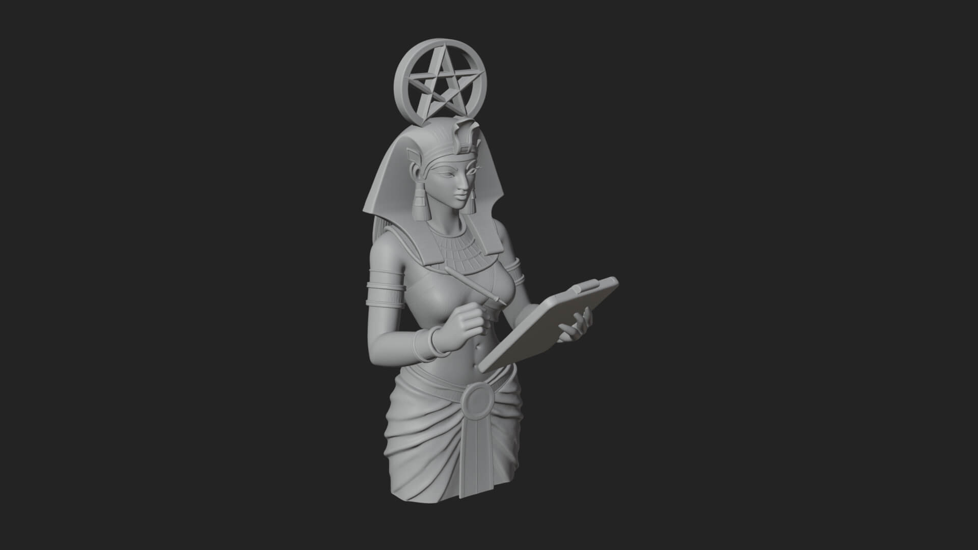 Star Disc Egyptian Goddess Statue Design 6 3D Print Model 3D Model