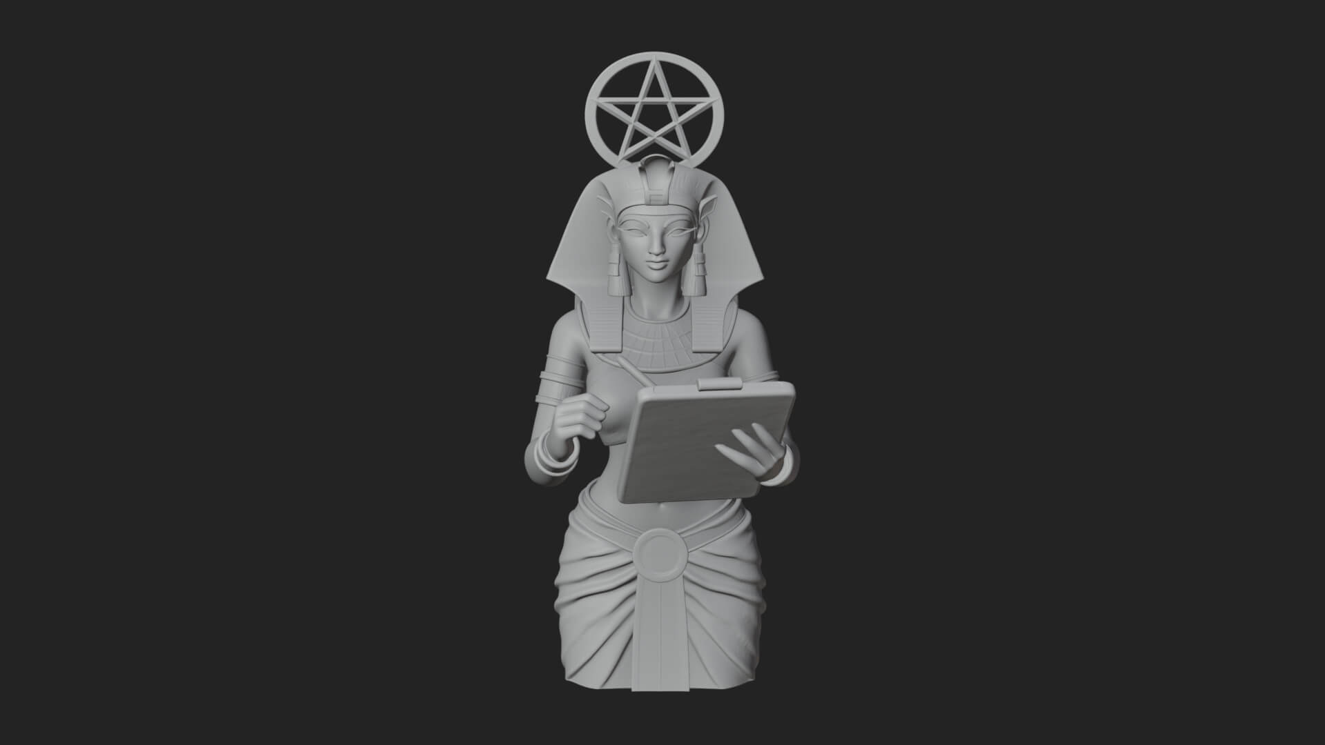 Star Disc Egyptian Goddess Statue Design 6 3D Print Model 3D Model