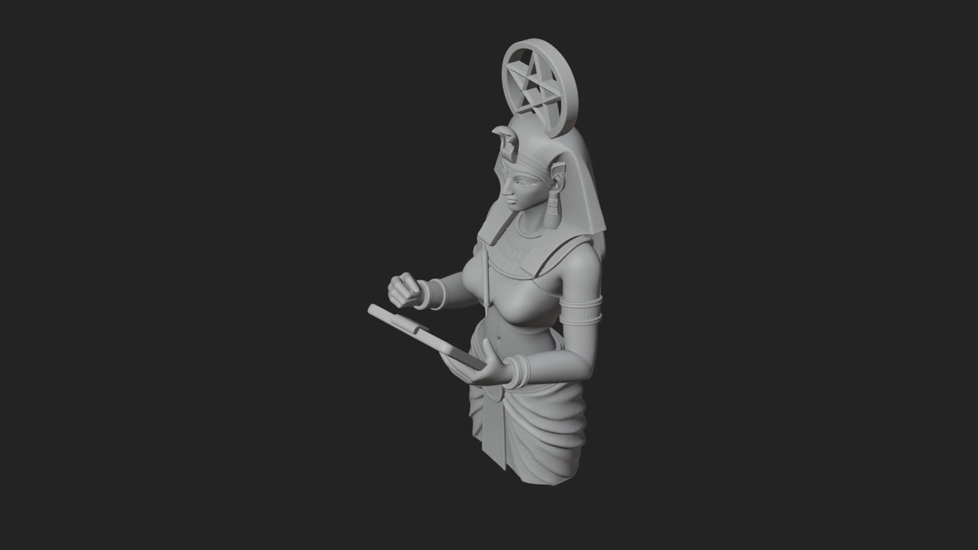 Star Disc Egyptian Goddess Statue Design 6 3D Print Model 3D Model