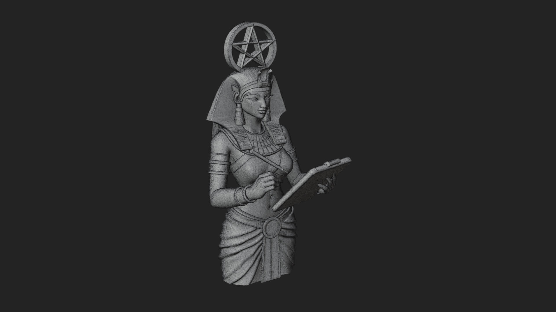 Star Disc Egyptian Goddess Statue Design 6 3D Print Model 3D Model