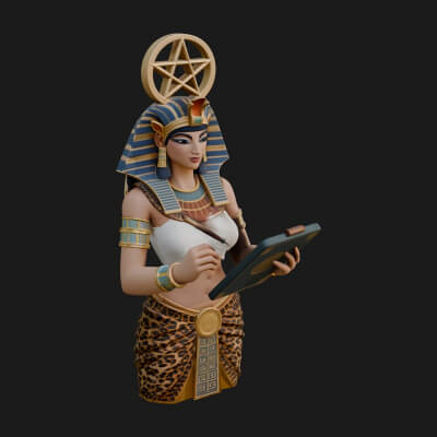 Star Disc Egyptian Goddess Statue Design 6 3D Print Model