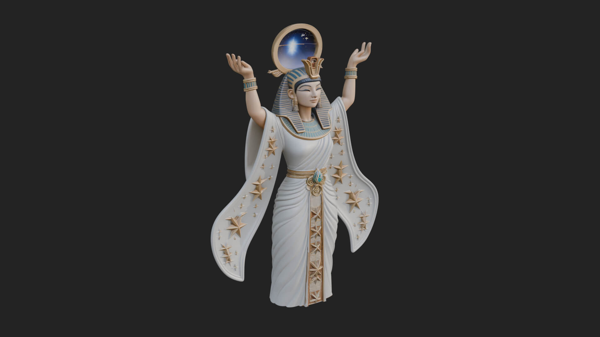 Star Disc Egyptian Goddess Statue Design 7 3D Print Model 3D Model