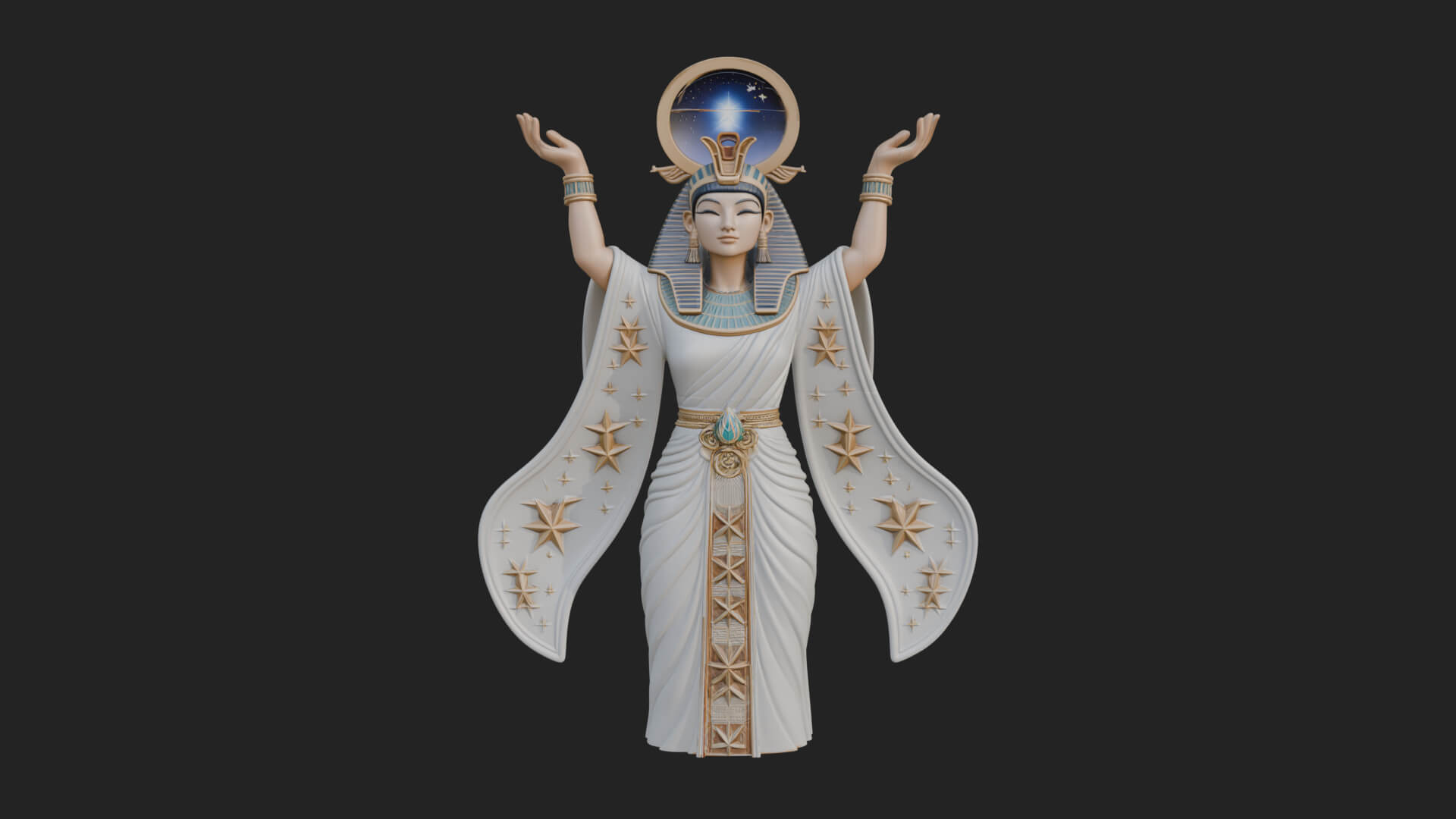 Star Disc Egyptian Goddess Statue Design 7 3D Print Model 3D Model