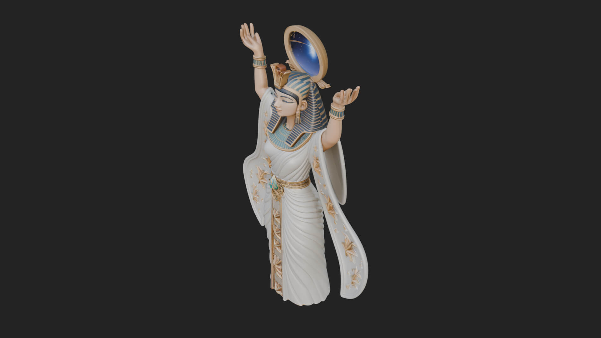 Star Disc Egyptian Goddess Statue Design 7 3D Print Model 3D Model