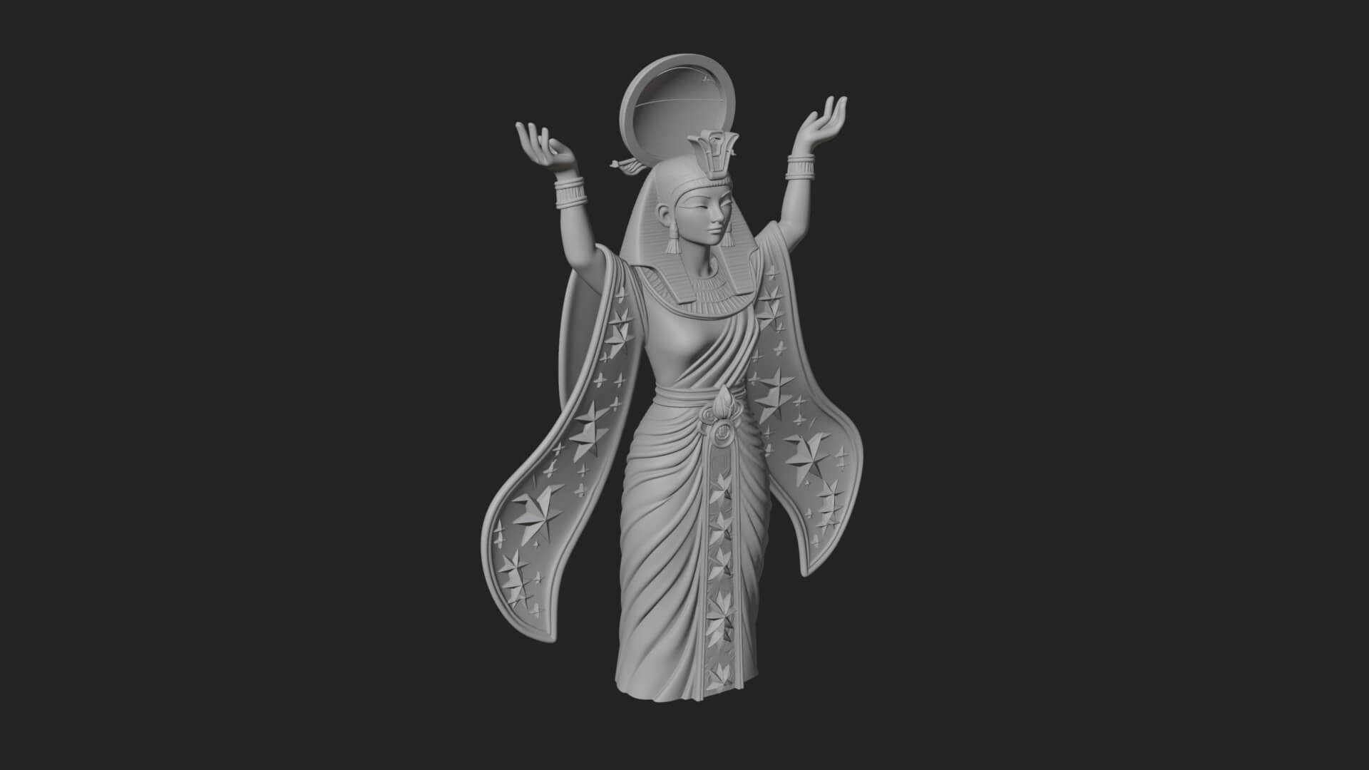 Star Disc Egyptian Goddess Statue Design 7 3D Print Model 3D Model