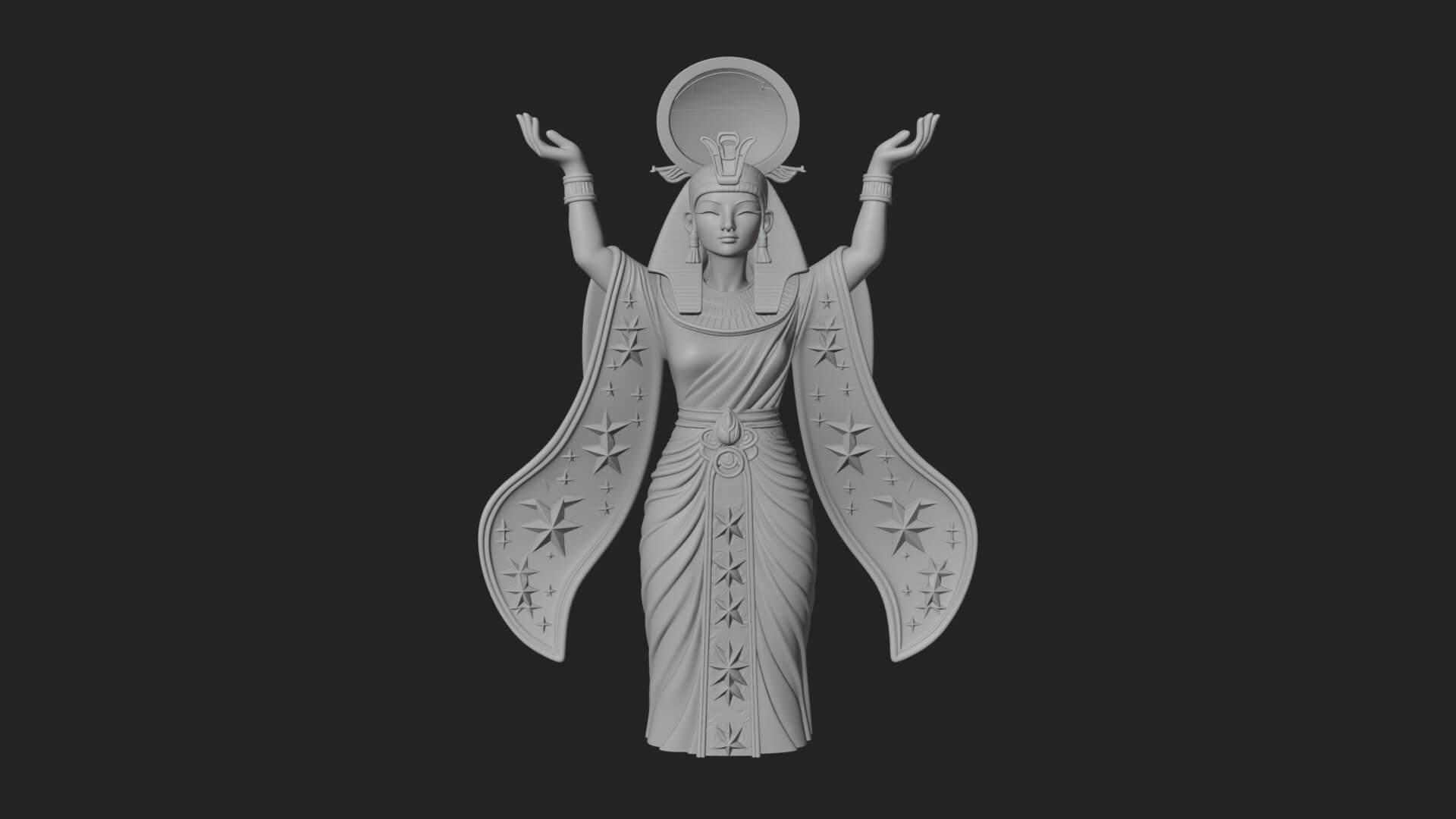 Star Disc Egyptian Goddess Statue Design 7 3D Print Model 3D Model