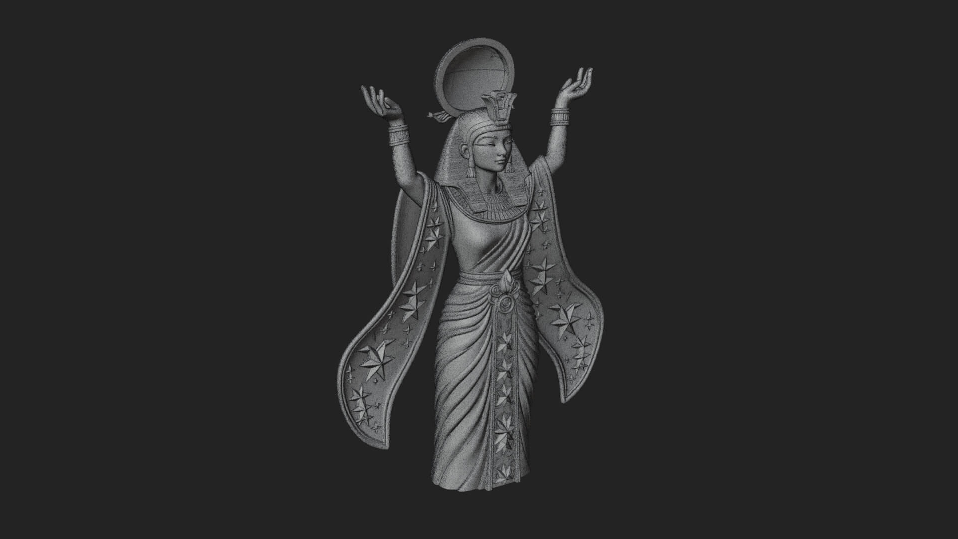 Star Disc Egyptian Goddess Statue Design 7 3D Print Model 3D Model