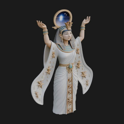 Star Disc Egyptian Goddess Statue Design 7 3D Print Model