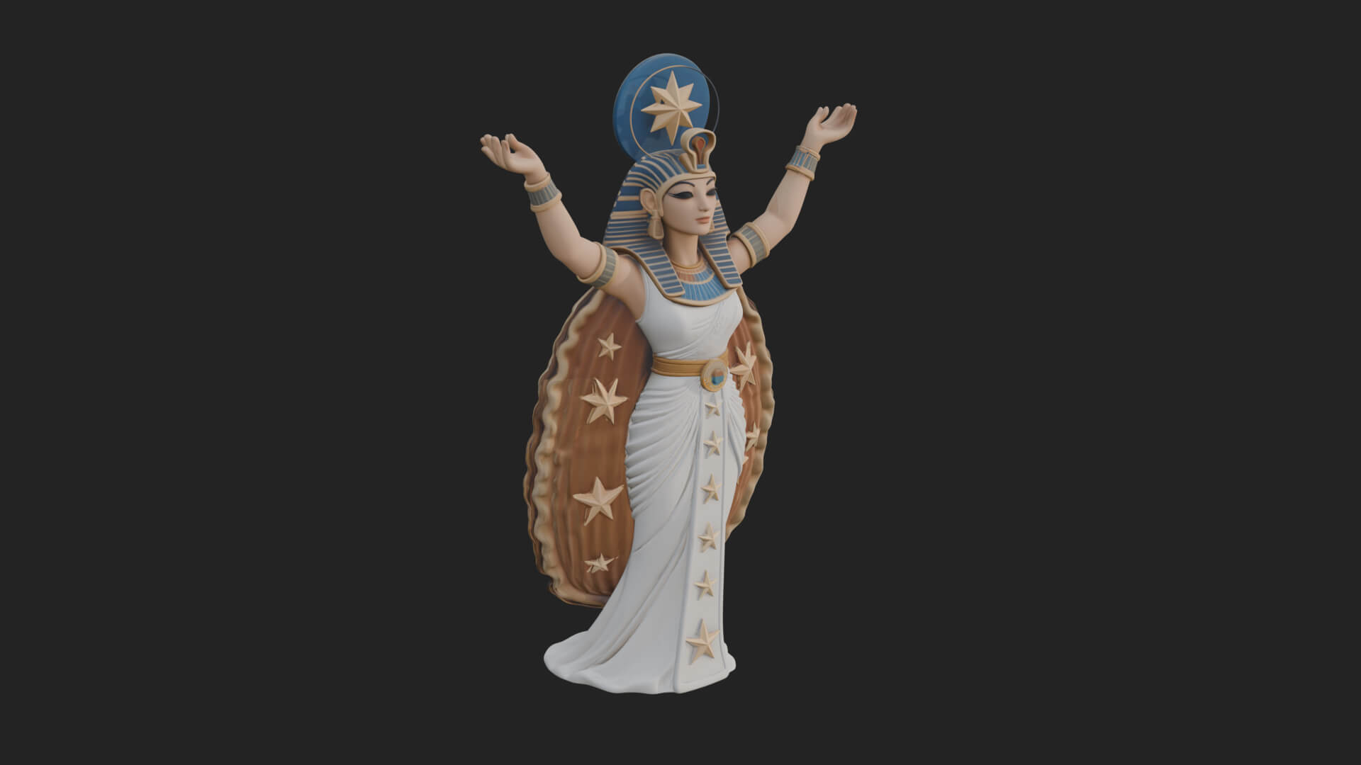 Star Disc Egyptian Goddess Statue Design 8 3D Print Model 3D Model
