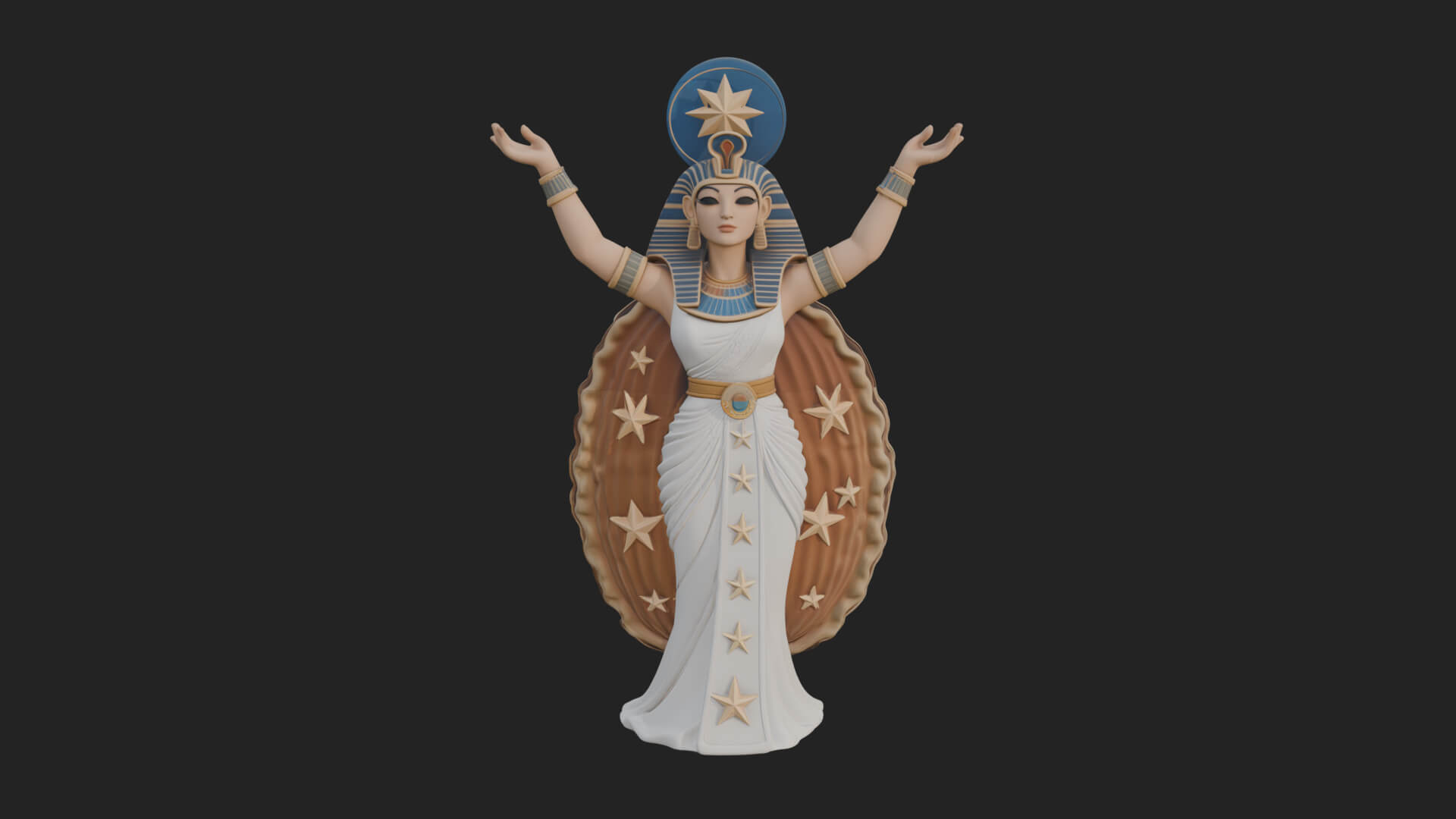 Star Disc Egyptian Goddess Statue Design 8 3D Print Model 3D Model