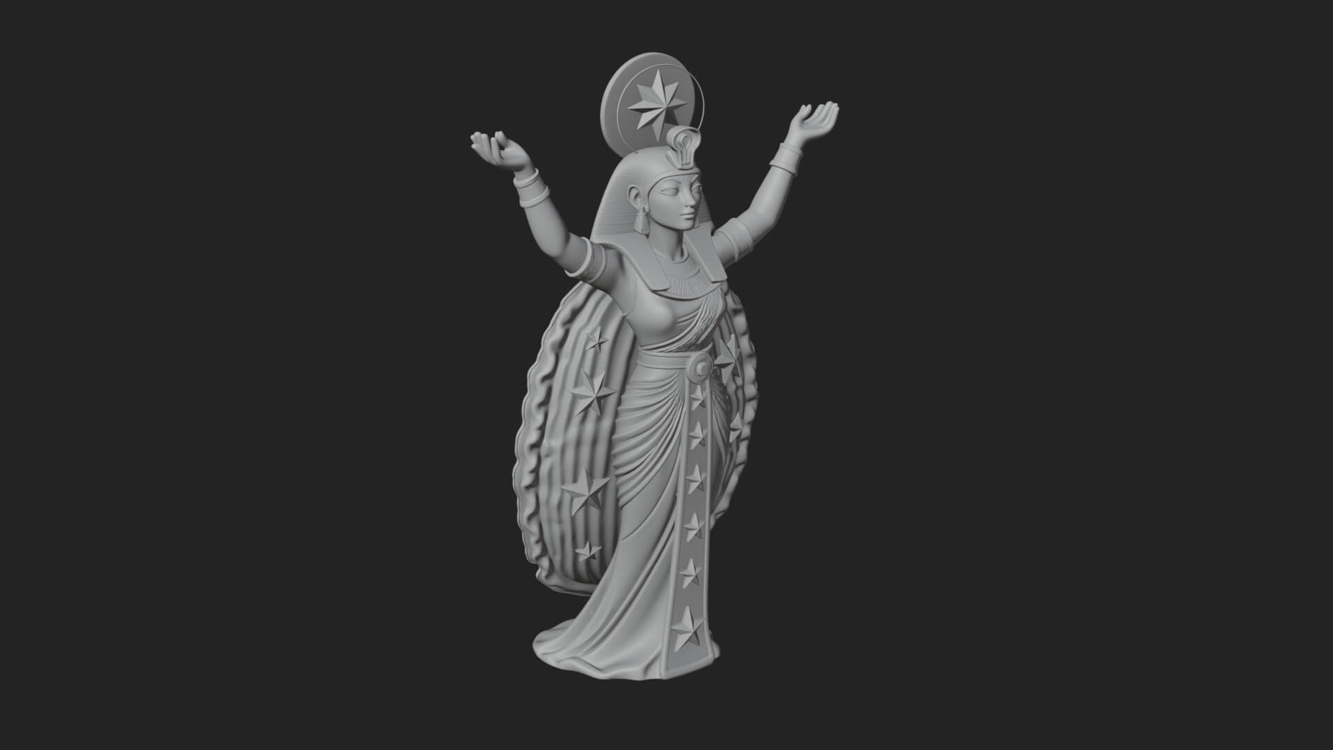 Star Disc Egyptian Goddess Statue Design 8 3D Print Model 3D Model
