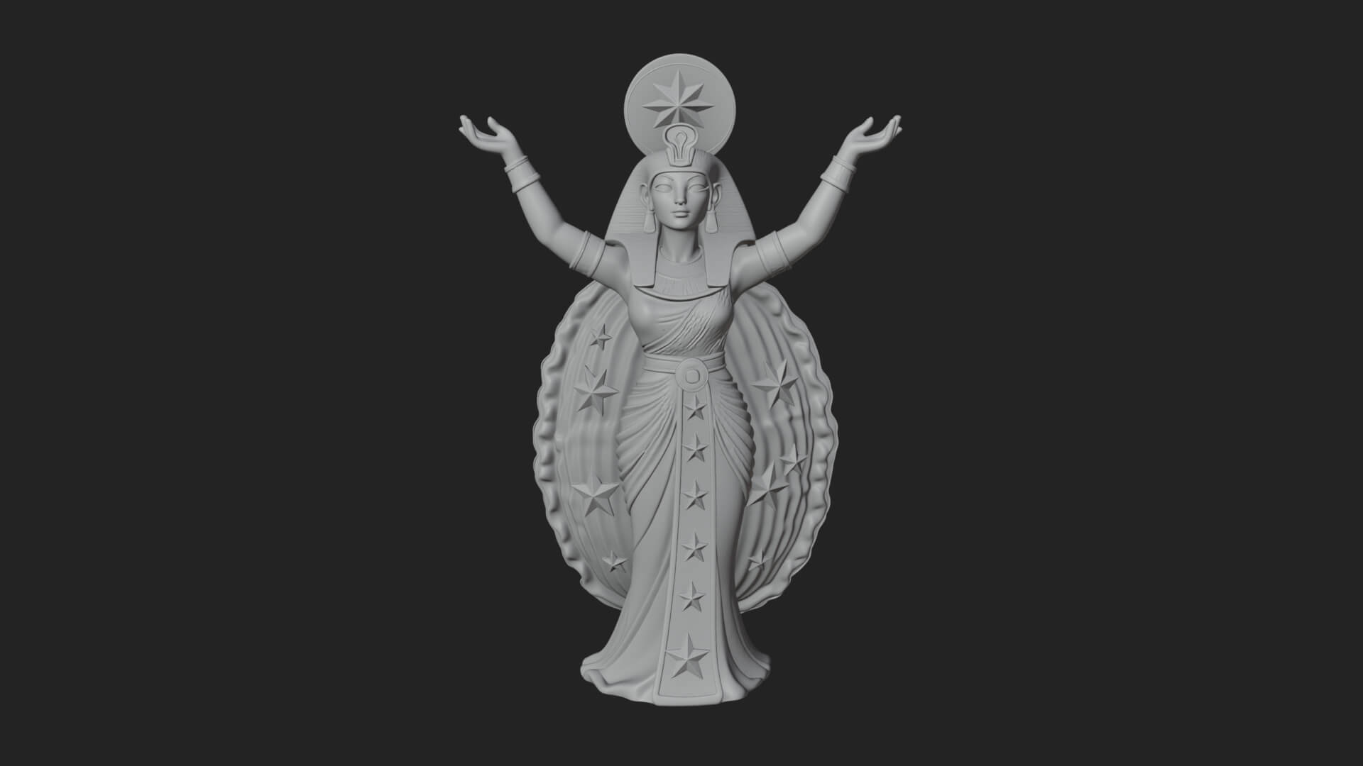 Star Disc Egyptian Goddess Statue Design 8 3D Print Model 3D Model