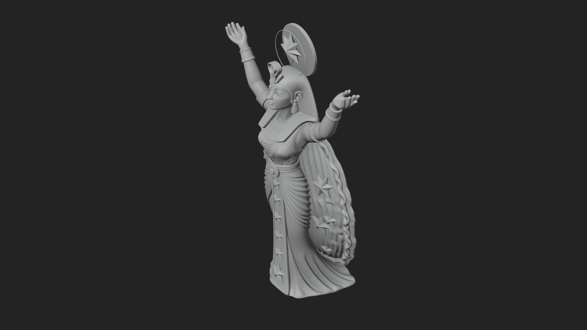 Star Disc Egyptian Goddess Statue Design 8 3D Print Model 3D Model