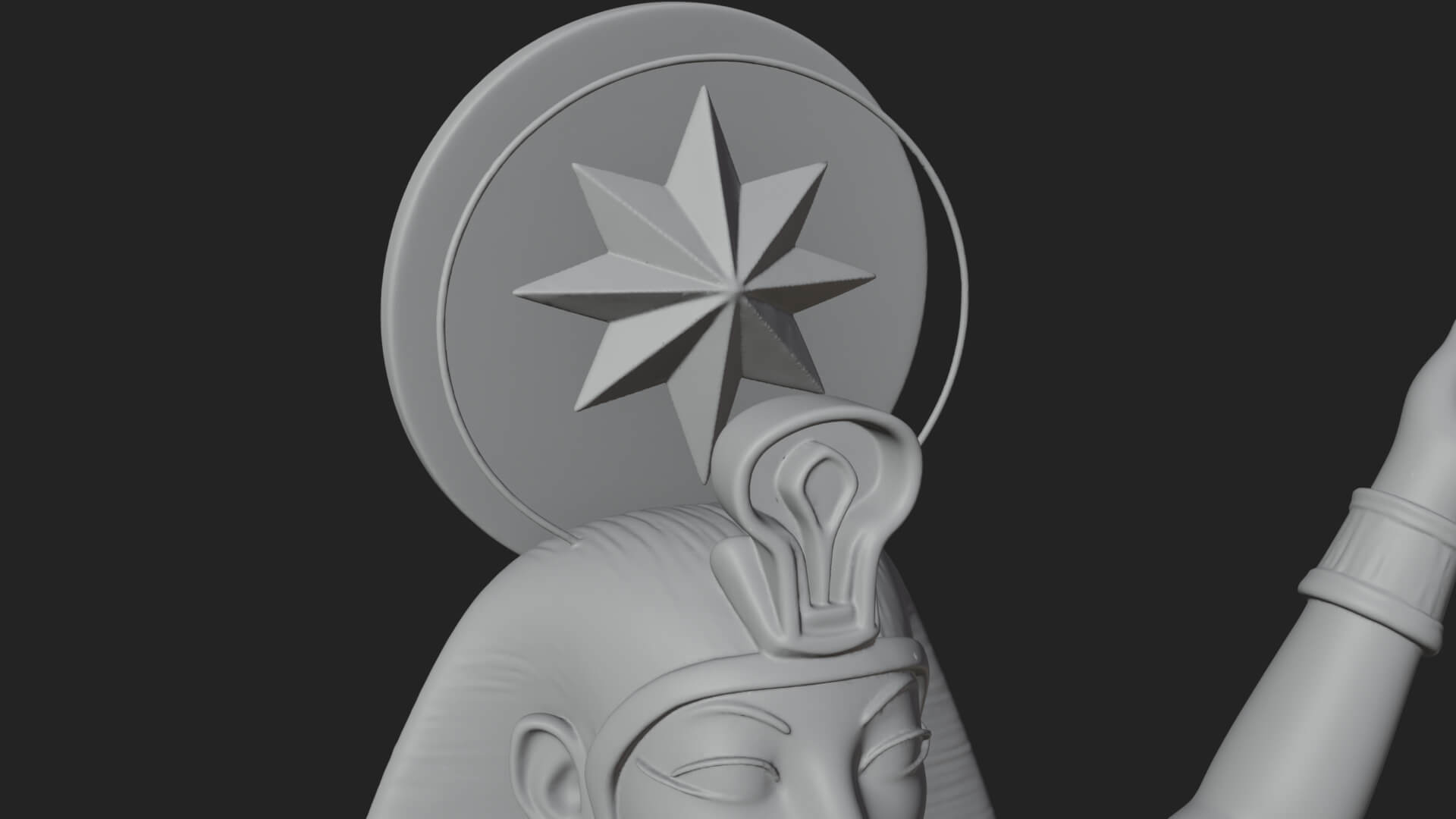 Star Disc Egyptian Goddess Statue Design 8 3D Print Model 3D Model