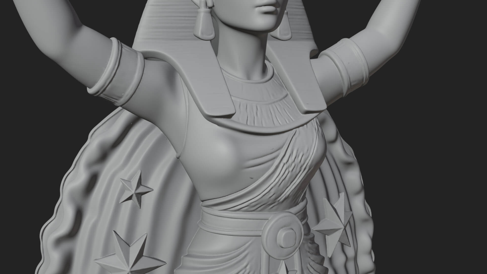 Star Disc Egyptian Goddess Statue Design 8 3D Print Model 3D Model