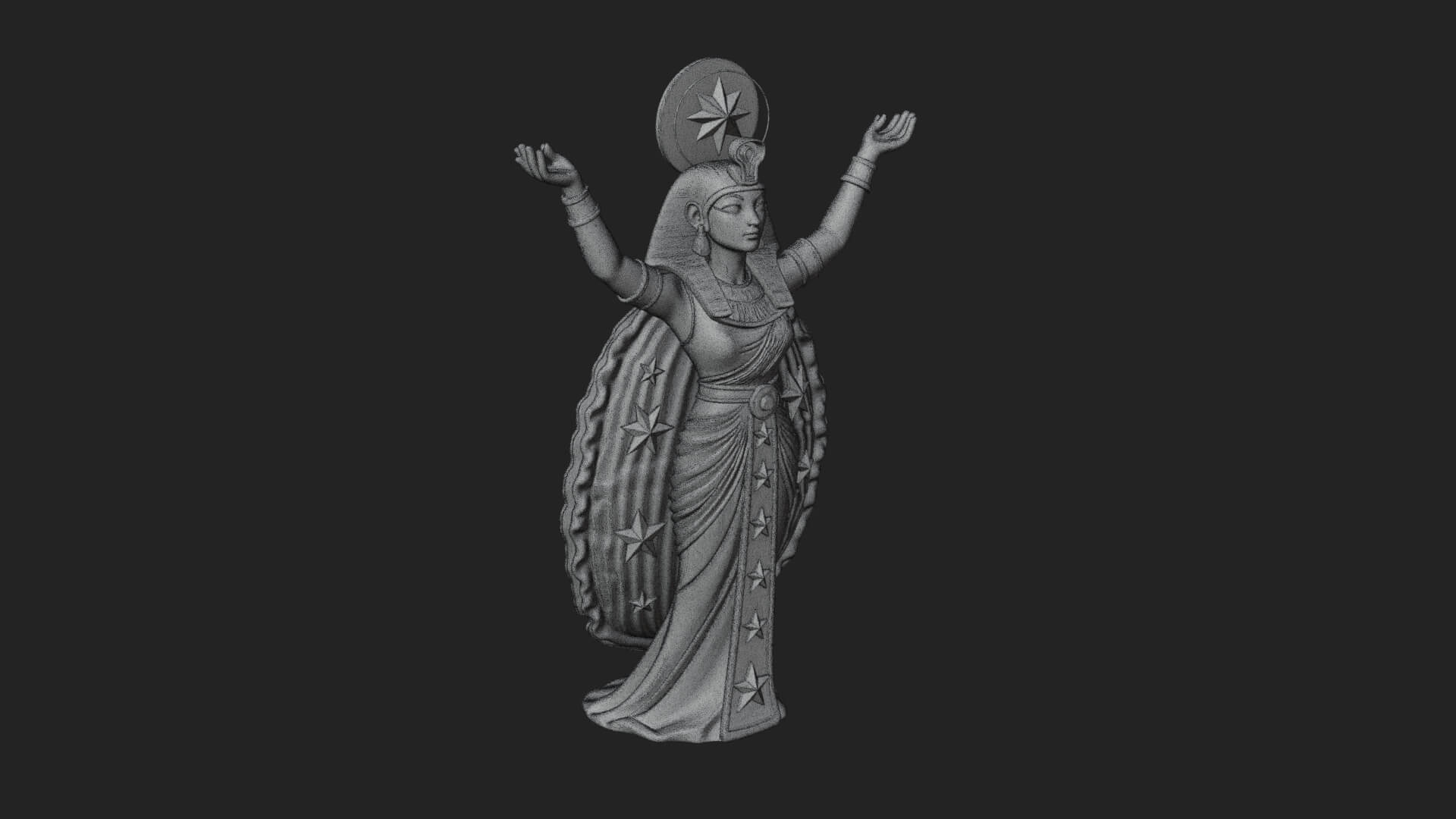 Star Disc Egyptian Goddess Statue Design 8 3D Print Model 3D Model