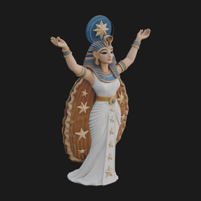 Star Disc Egyptian Goddess Statue Design 8 3D Print Model