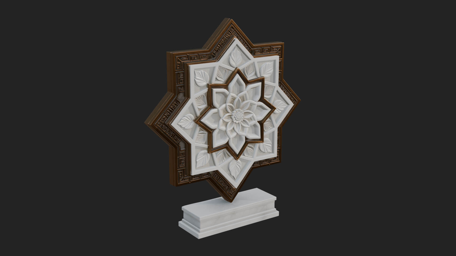 Star Framed Flower Plaque Design 1 3D Print Model 3D Model