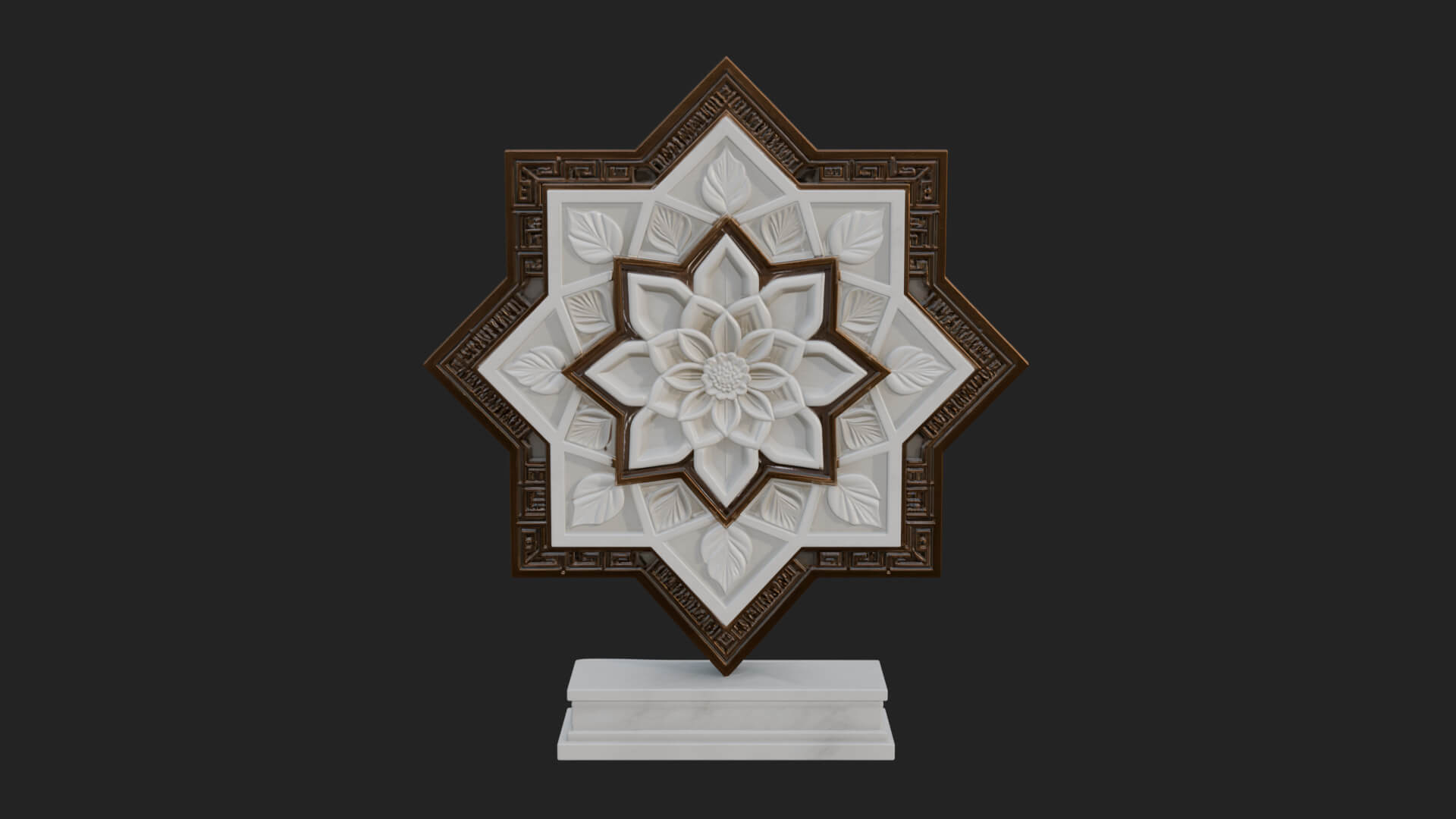 Star Framed Flower Plaque Design 1 3D Print Model 3D Model