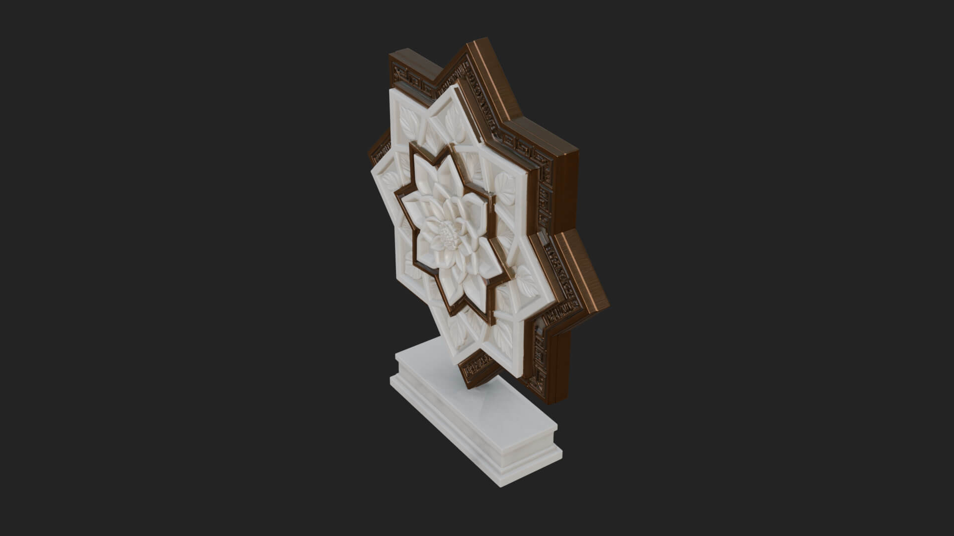 Star Framed Flower Plaque Design 1 3D Print Model 3D Model