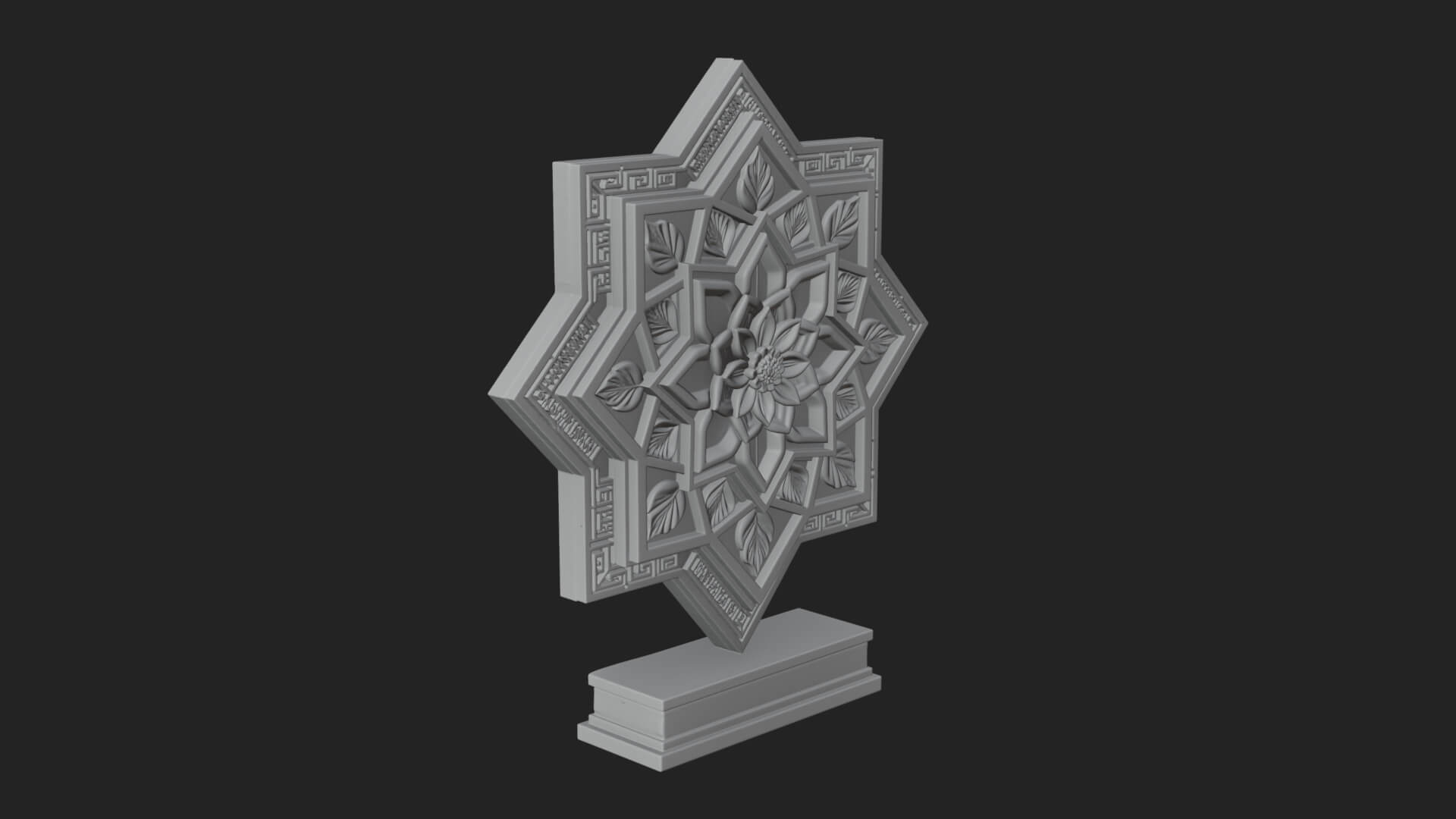 Star Framed Flower Plaque Design 1 3D Print Model 3D Model