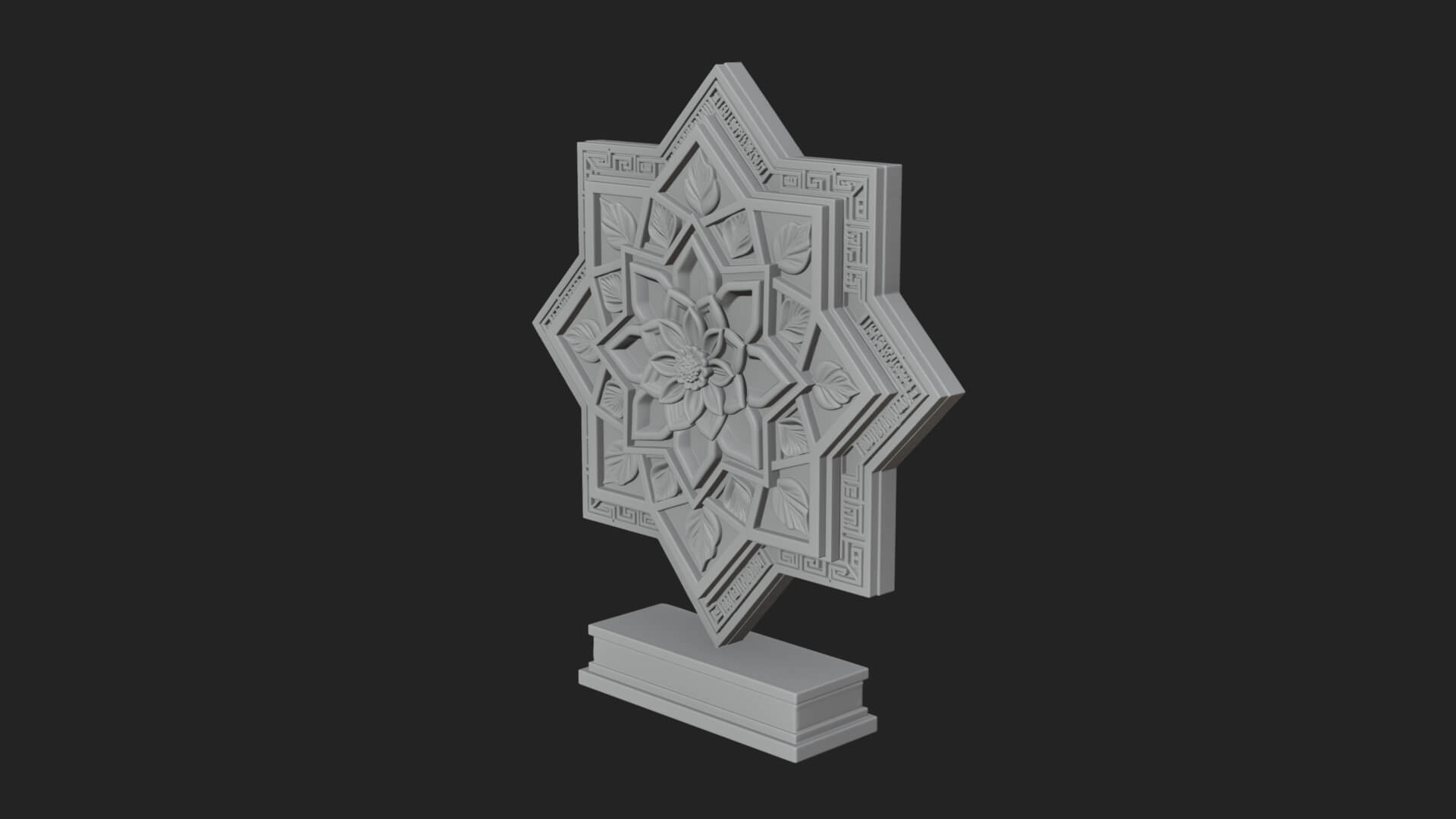 Star Framed Flower Plaque Design 1 3D Print Model 3D Model