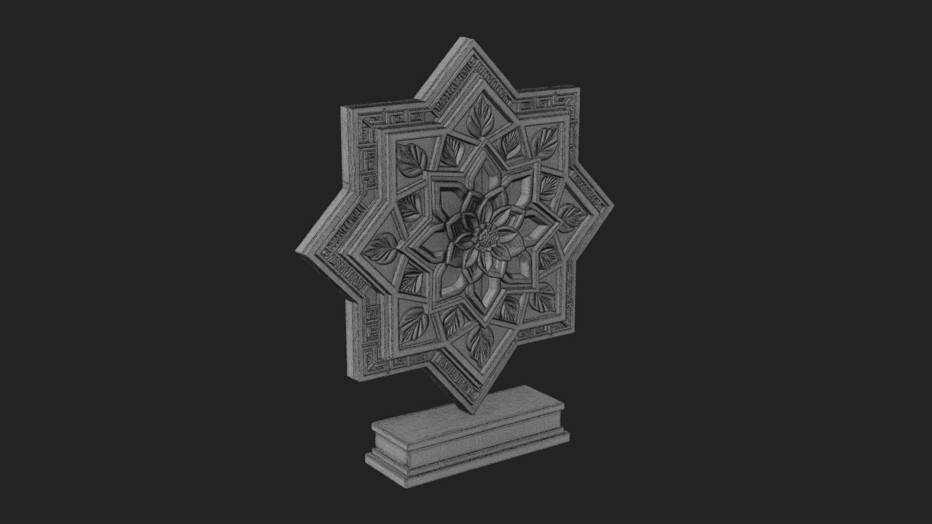 Star Framed Flower Plaque Design 1 3D Print Model 3D Model