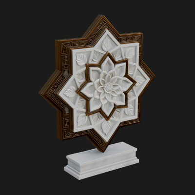 Star Framed Flower Plaque Design 1 3D Print Model