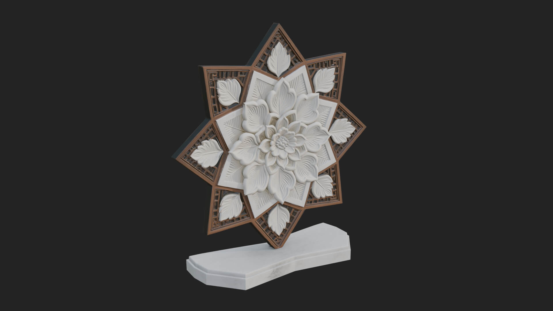 Star Framed Flower Plaque Design 2 3D Print Model 3D Model