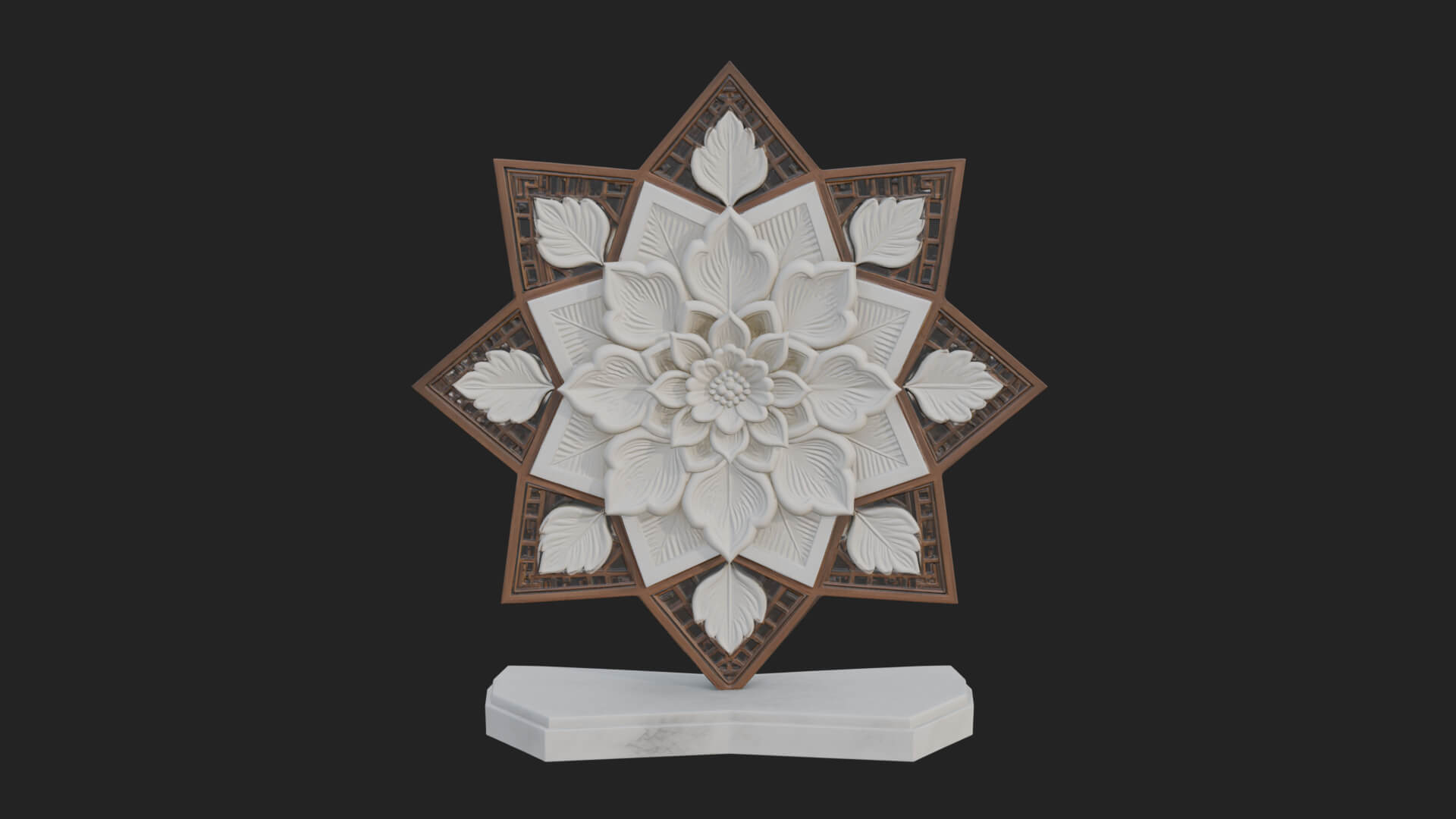 Star Framed Flower Plaque Design 2 3D Print Model 3D Model