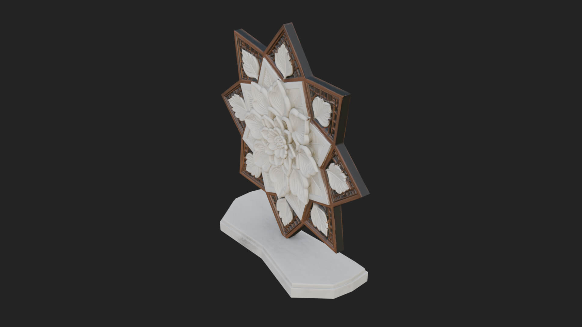 Star Framed Flower Plaque Design 2 3D Print Model 3D Model