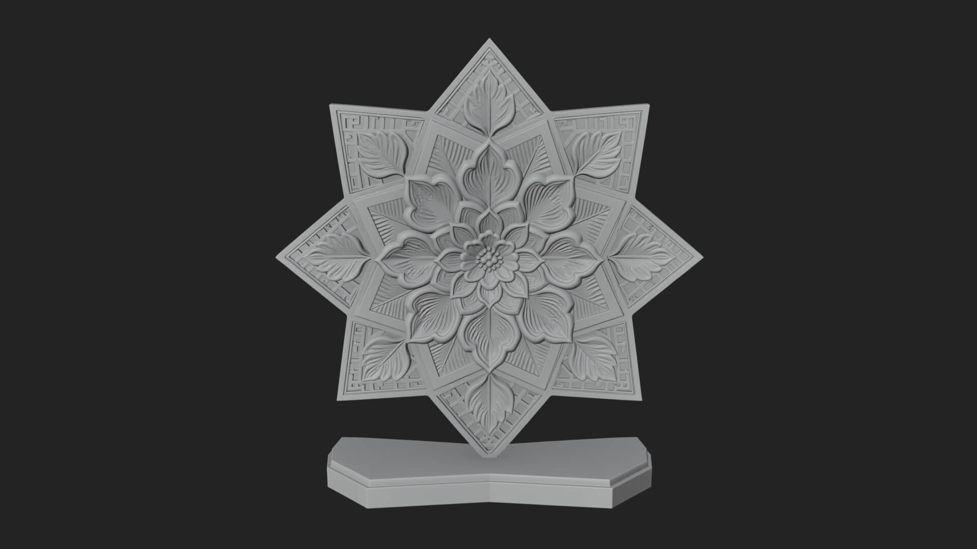Star Framed Flower Plaque Design 2 3D Print Model 3D Model