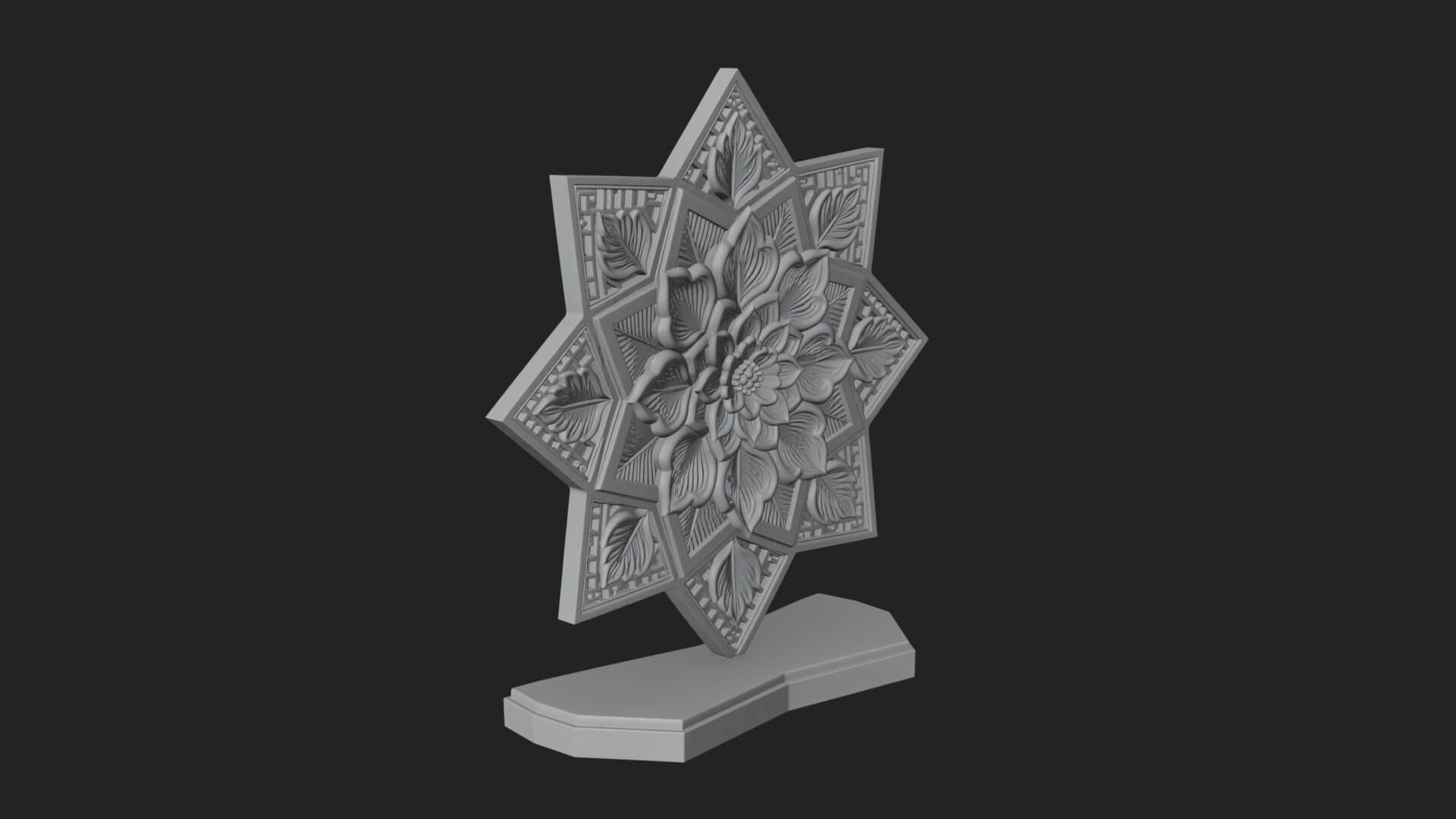 Star Framed Flower Plaque Design 2 3D Print Model 3D Model